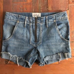 One Teaspoon Superfreak denim cutoff shorts-zipup